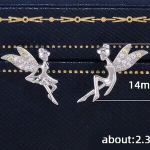 🎁 Dainty White CZ Sweet Wing Fairies Stud Earrings for Women, GPMB1441